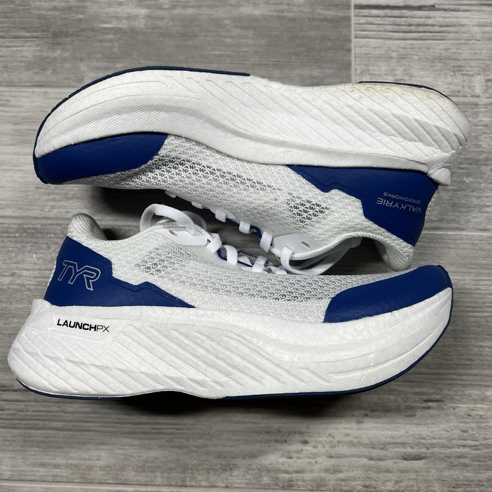 TYR‎ Valkyrie Speedworks M 6.5 / W 8 Running Race Training Shoes White Blue